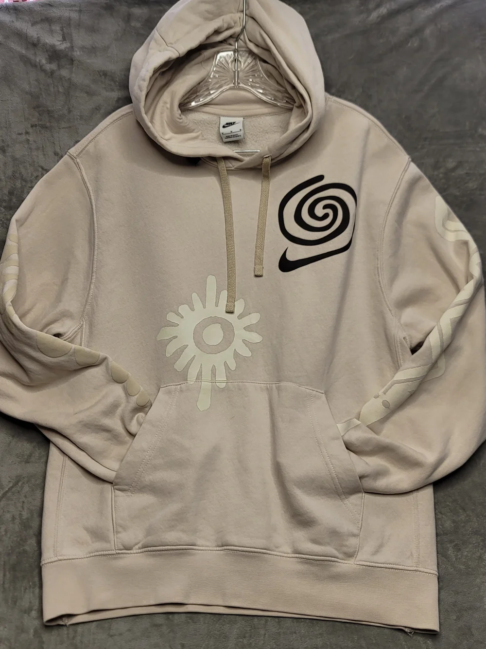 Nike Men's Cream Graphic Just Do It Hoodie Sweatshirt Medium
